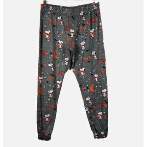 Munki Munki Peanuts Women's Medium SNOOPY Halloween Pajama Pants Lounge Gray